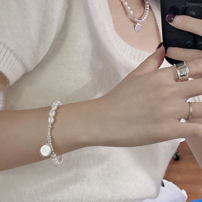 “Fortune Pearl” 925 Sterling Silver Freshwater Pearl Necklace & Bracelet Set