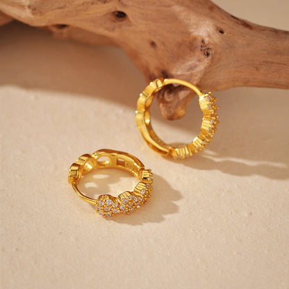 "Petal Glow" 925 Sterling Silver Pavé Cluster Hoop Earrings