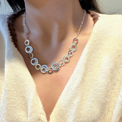 "Linked Circles" 925 Sterling Silver Necklace & Bracelet Set