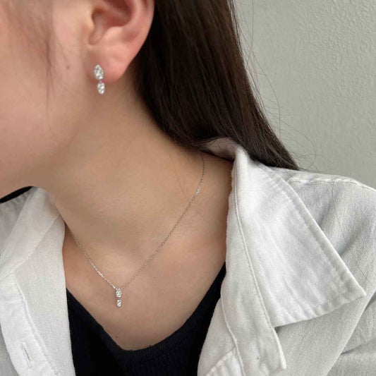 "Tear of Light" 925 Sterling Silver Drop Zircon Jewelry Set