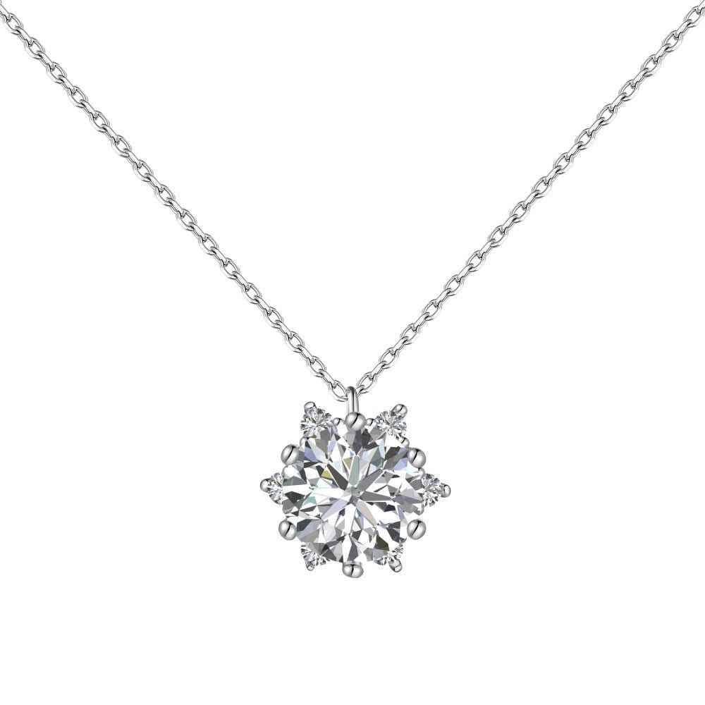 “Camellia Lumière” S925 Sterling Silver Pavé Camellia Jewelry Set (Necklace, Earrings & Ring)