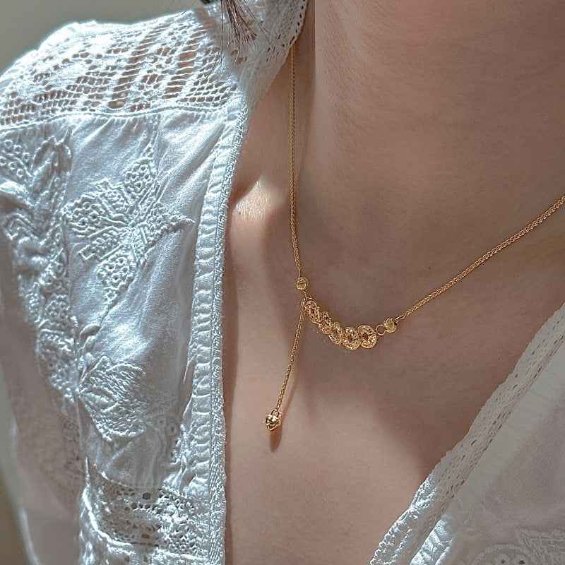 “Golden Coin Weave” 925 Sterling Silver Vintage Lucky Necklace