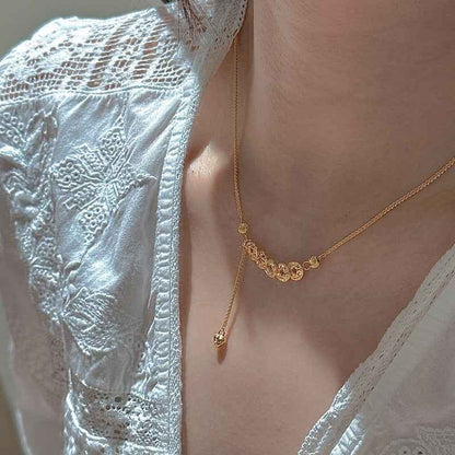 “Golden Coin Weave” 925 Sterling Silver Vintage Lucky Necklace