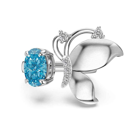 “Azure Flutter” 925 Sterling Silver Blue Butterfly Open Ring