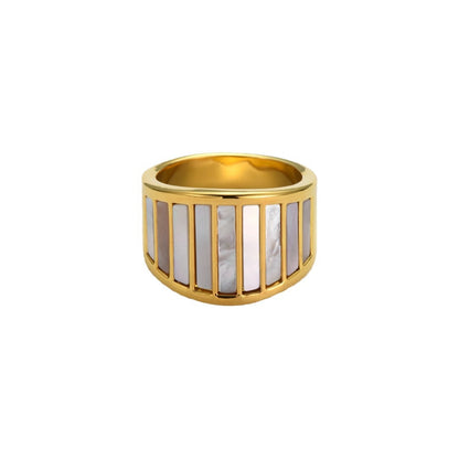 Ivory Column Mother-of-Pearl 18K Gold-Plated Brass Ring