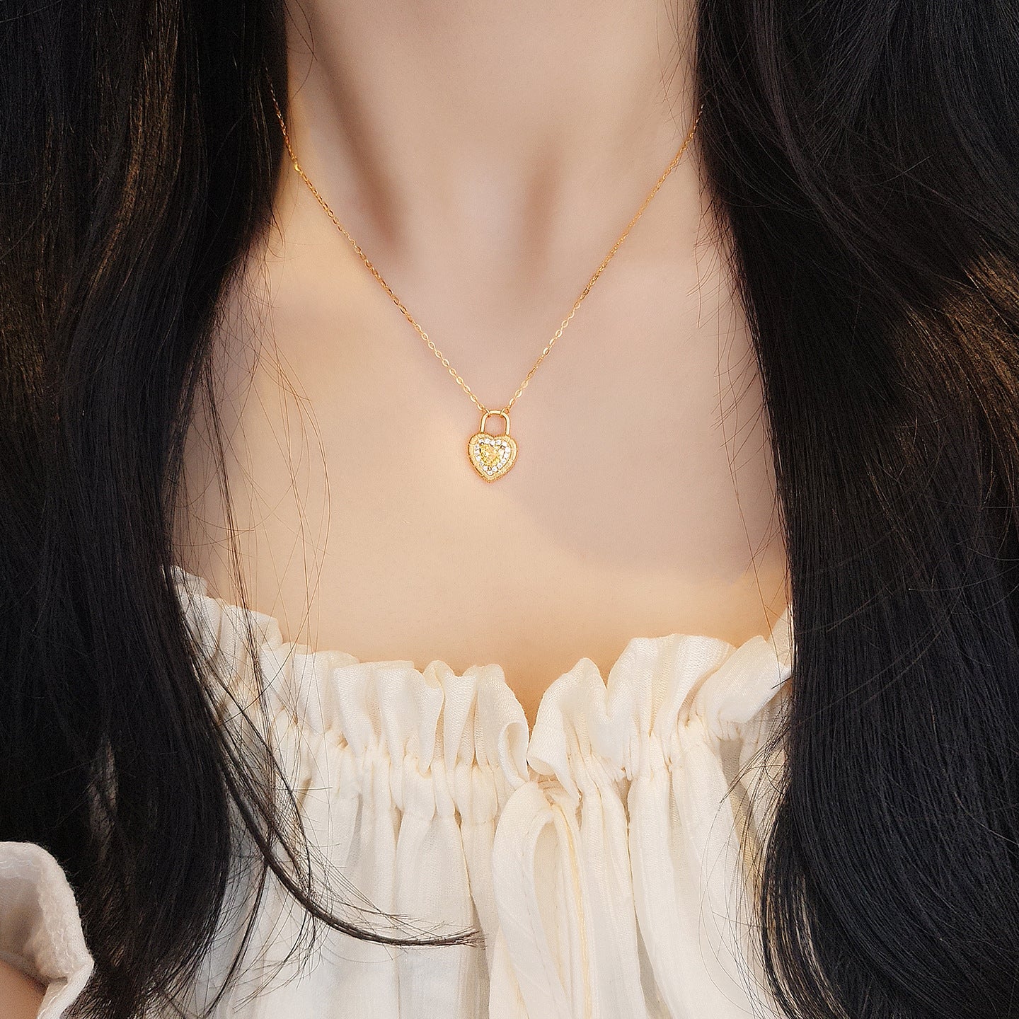 “Royal Heart Lock” S925 Sterling Silver Vintage Heart Lock Necklace