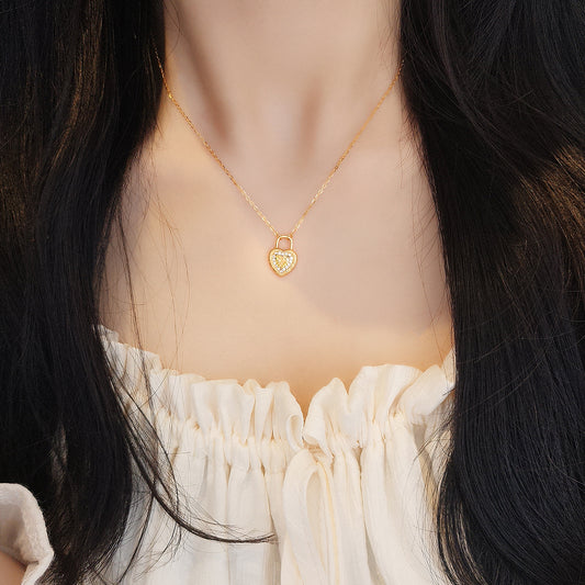 “Royal Heart Lock” S925 Sterling Silver Vintage Heart Lock Necklace