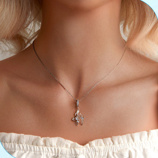 “Opaline Betta” S925 Sterling Silver Opal Fish Pendant Necklace