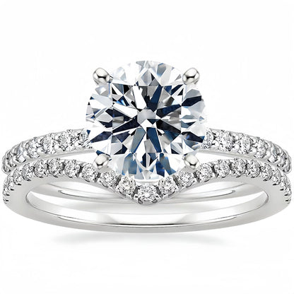 "Eternal Duo" 925 Sterling Silver 3-Carat Zircon Ring Set (Plated in 18K White Gold)
