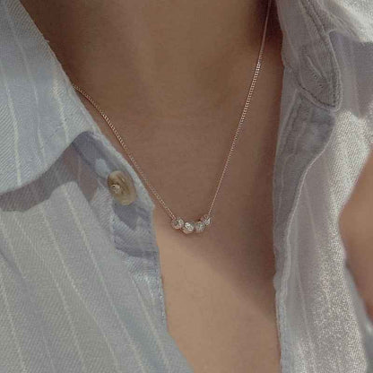 “Pebble Gleam” S925 Sterling Silver Vintage Bead Necklace