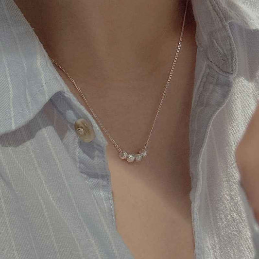 “Pebble Gleam” S925 Sterling Silver Vintage Bead Necklace