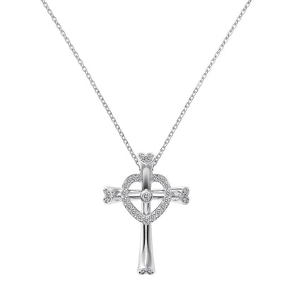 "Divine Heart" S925 Sterling Silver Dual Pendant Necklace