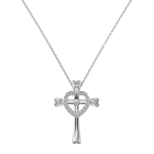 "Divine Heart" S925 Sterling Silver Dual Pendant Necklace