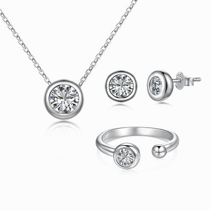 “Lumière Solitaire” S925 Sterling Silver Zircon Jewelry Set