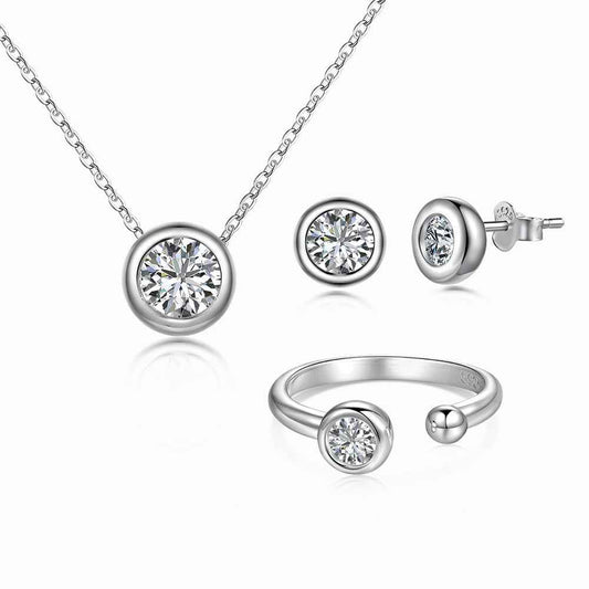“Lumière Solitaire” S925 Sterling Silver Zircon Jewelry Set