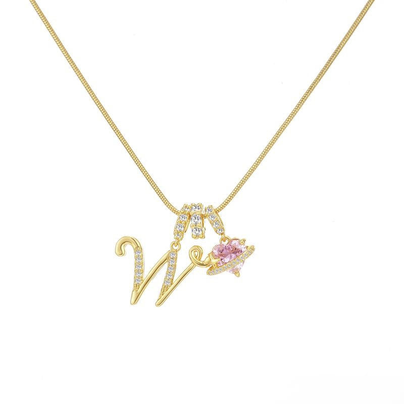 “Celestial Initial” Gold Plated Brass Alphabet Pendant Necklace