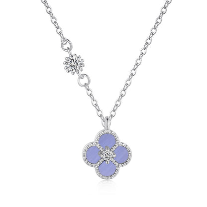 “Violet Clover Aura” 925 Sterling Silver Necklace · Earrings · Bracelet Set