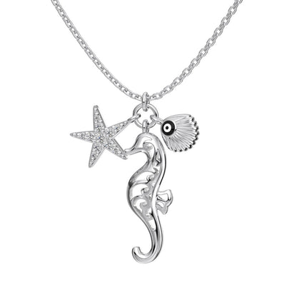 “Ocean Talisman” S925 Sterling Silver Marine Charm Necklace