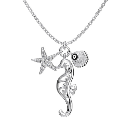 “Ocean Talisman” S925 Sterling Silver Marine Charm Necklace