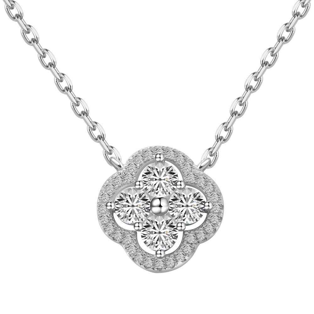 “Everluck Petal” 925 Sterling Silver Four-Petal Zircon Jewelry Set