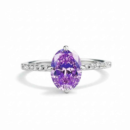 “Lavender Poise” 925 Sterling Silver Oval Lavender Solitaire Ring
