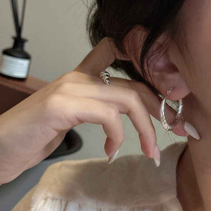 Twist Horn 925 Sterling Silver Hoop Earrings