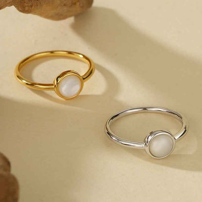 “Soft Halo” 925 Sterling Silver Mother-of-Pearl Minimal Ring