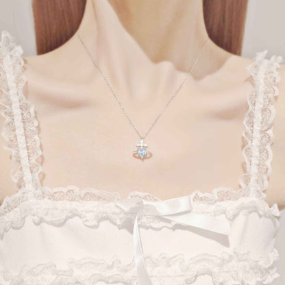 “Celestia Orbit” 925 Sterling Silver Saturn Heart Moissanite Necklace