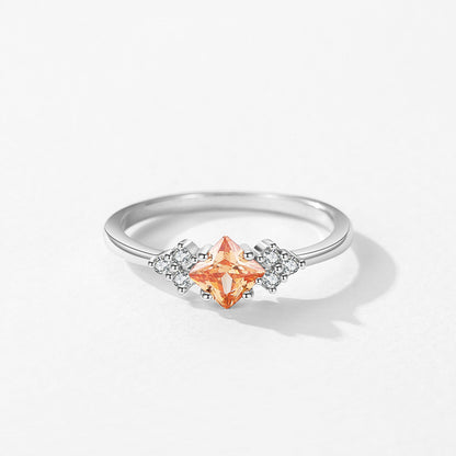 “Amber Radiance” 925 Sterling Silver Champagne Zircon Ring