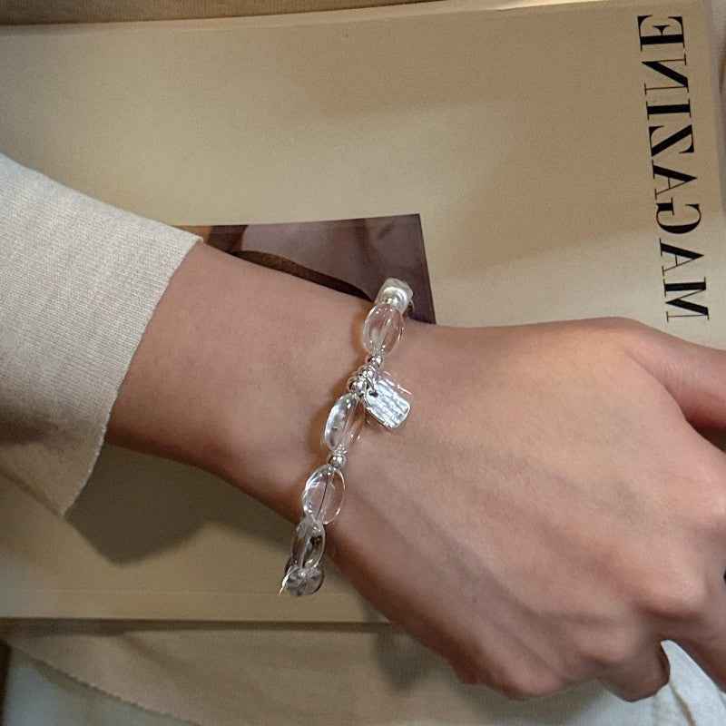 "Crystal Whisper" 925 Sterling Silver White Crystal Bracelet