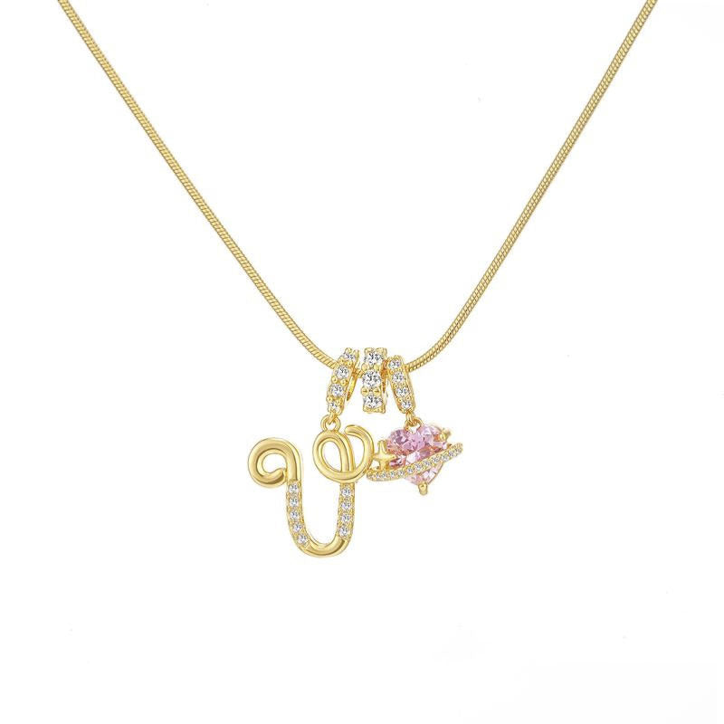 “Celestial Initial” Gold Plated Brass Alphabet Pendant Necklace