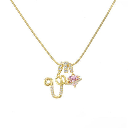 “Celestial Initial” Gold Plated Brass Alphabet Pendant Necklace