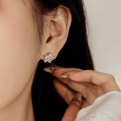 “Dopamine Blossom” S925 Sterling Silver Crystal Flower Stud Earrings