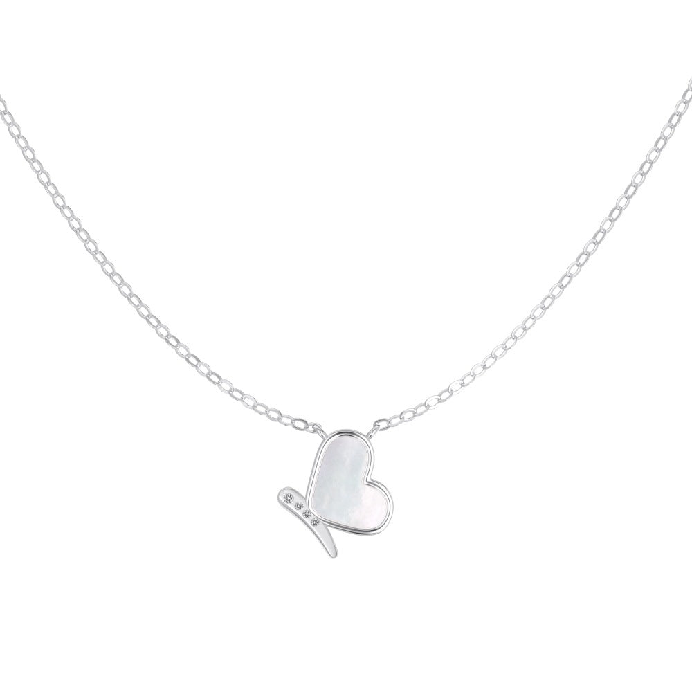 “Butterheart” S925 Sterling Silver Mother-of-Pearl Butterfly Necklace