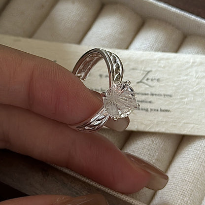 "Firework Cut" 925 Sterling Silver Ring – Zircon, Adjustable