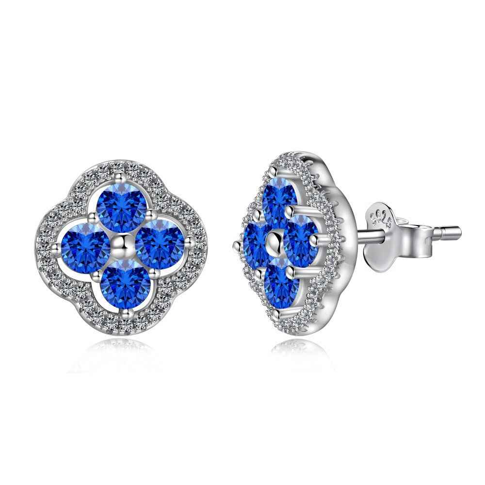 “Everluck Petal” 925 Sterling Silver Four-Petal Zircon Jewelry Set