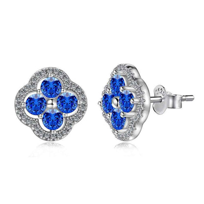 “Everluck Petal” 925 Sterling Silver Four-Petal Zircon Jewelry Set