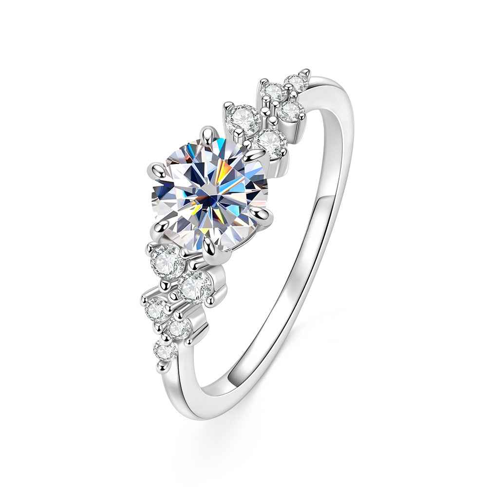 “Stella Vow” 14K Gold-Plated Brass 1.0CT Moissanite Six-Prong Starburst Ring