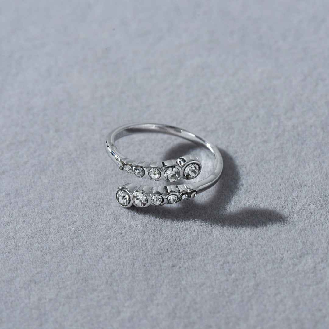 “Orbit Spark” 18K Real Gold Plated Brass Zircon Adjustable Open Ring