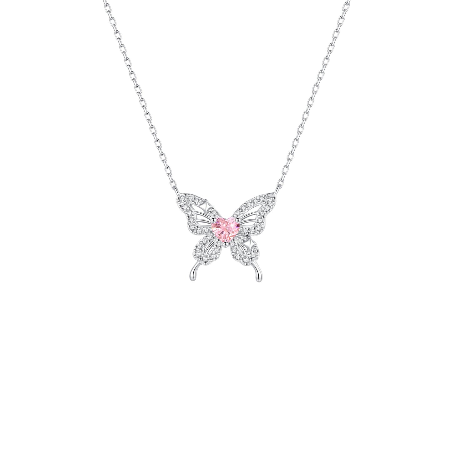 “Pink Stardust Fairy” 925 Sterling Silver Butterfly Necklace