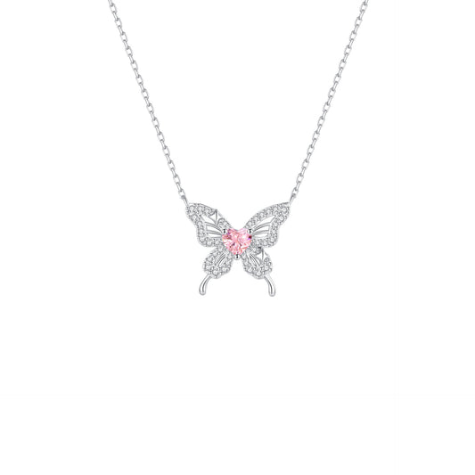 “Pink Stardust Fairy” 925 Sterling Silver Butterfly Necklace