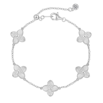 “Dancing Light” S925 Sterling Silver Double-Sided Clover Bracelet