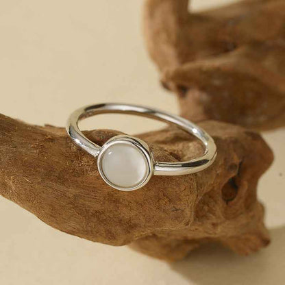 “Soft Halo” 925 Sterling Silver Mother-of-Pearl Minimal Ring