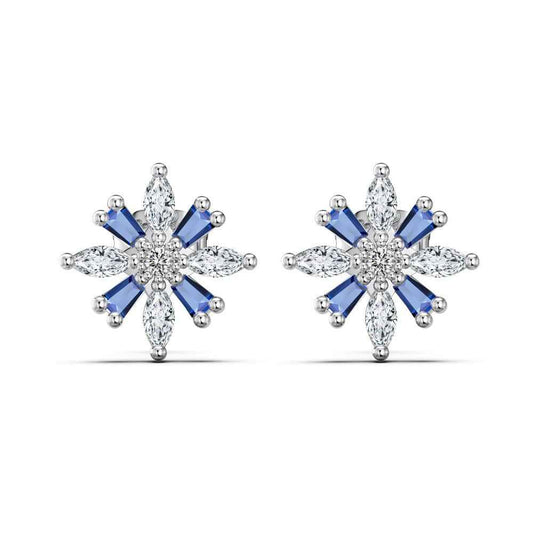 “Snowburst Éclat” S925 Sterling Silver Snowflake Zircon Stud Earrings