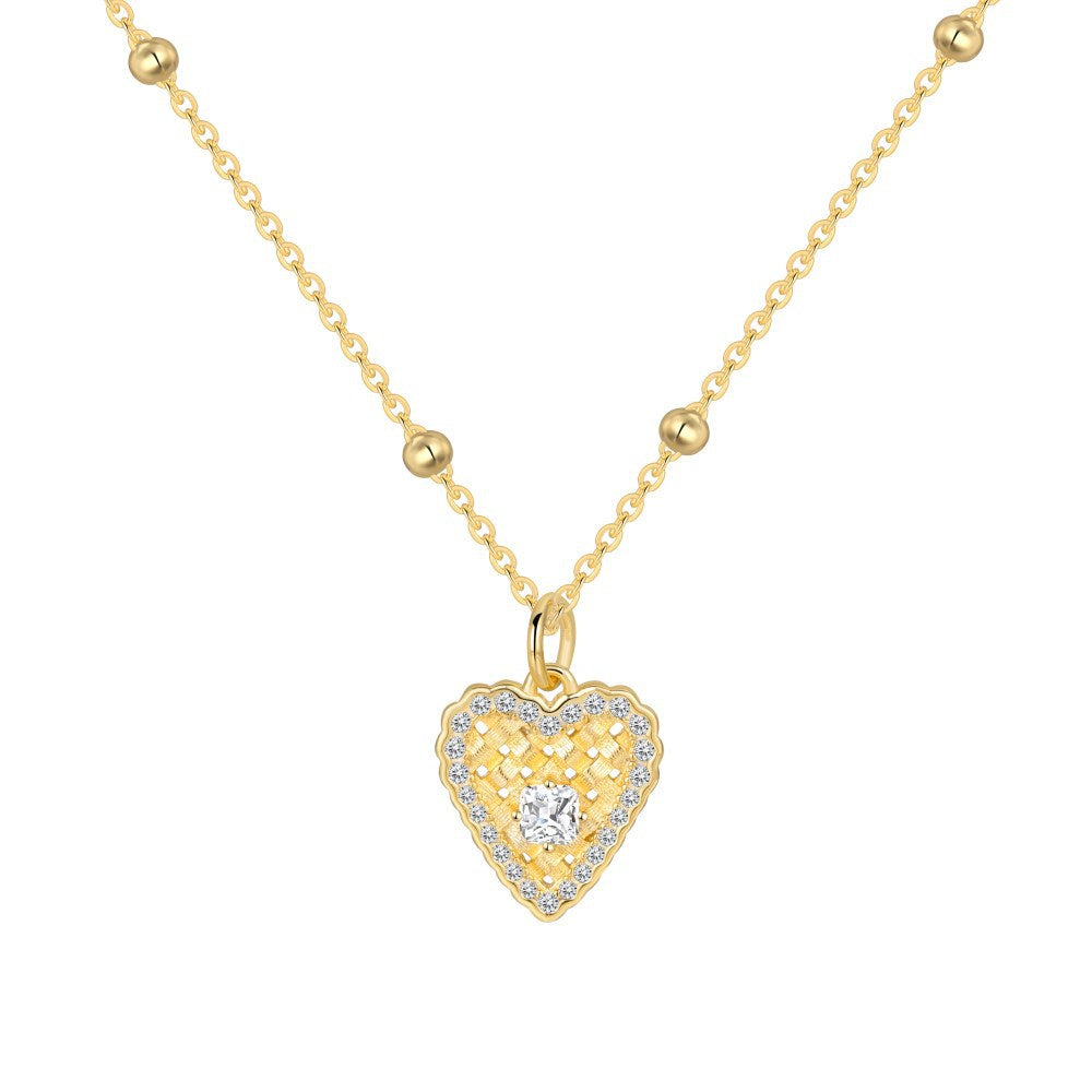 “Velvet Heart” S925 Sterling Silver Woven Heart Necklace