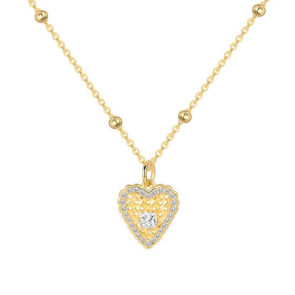 “Velvet Heart” S925 Sterling Silver Woven Heart Necklace