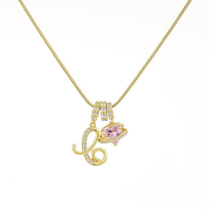 “Celestial Initial” Gold Plated Brass Alphabet Pendant Necklace
