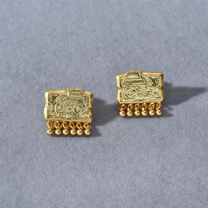 “Golden Relic” 18K Real Gold Plated Brass Geometric Square Pendant Necklace