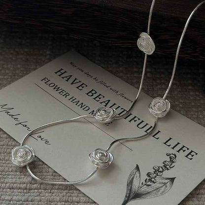 "Rose Whispers" 925 Sterling Silver Necklace