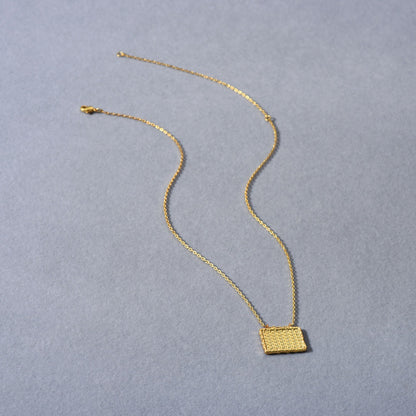 “Golden Relic” 18K Real Gold Plated Brass Geometric Square Pendant Necklace